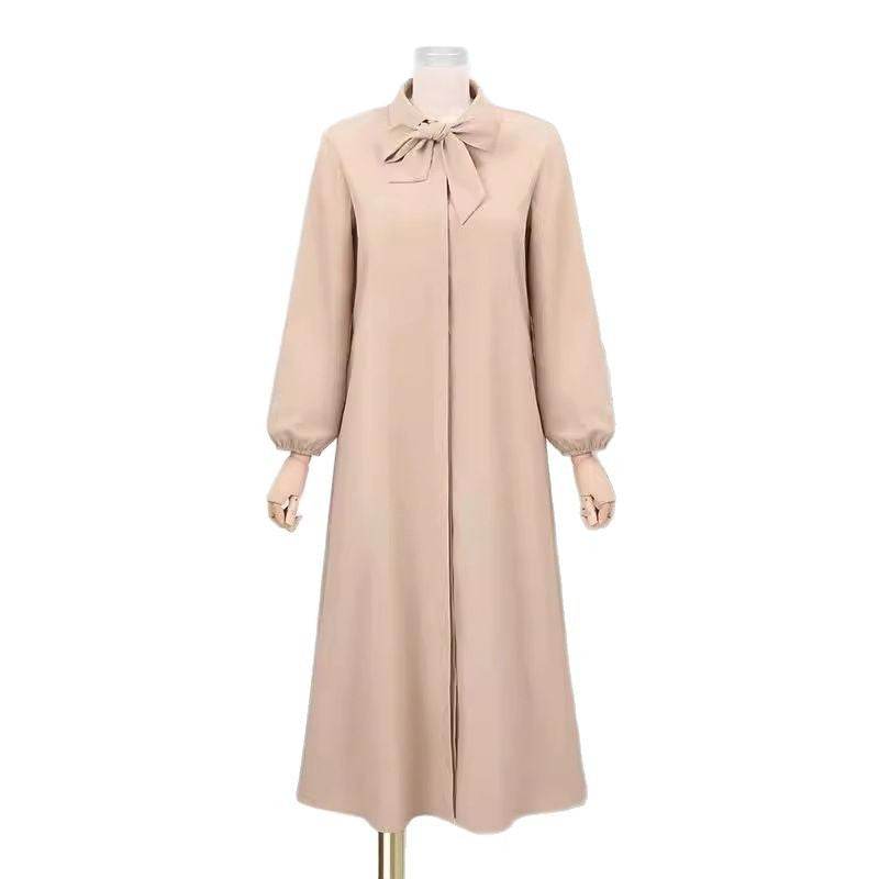 Solid-color long-sleeved blouse dress - Price Value Store