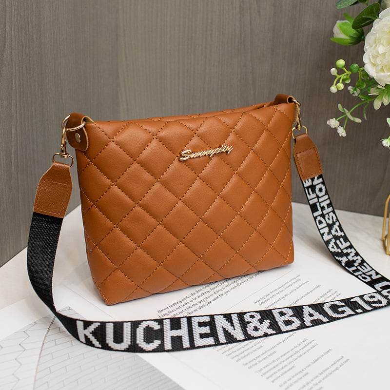 Diamond plaid bucket bag 2025 new ladies bag high texture design women's bag Korean style shoulder bag - Price Value Store