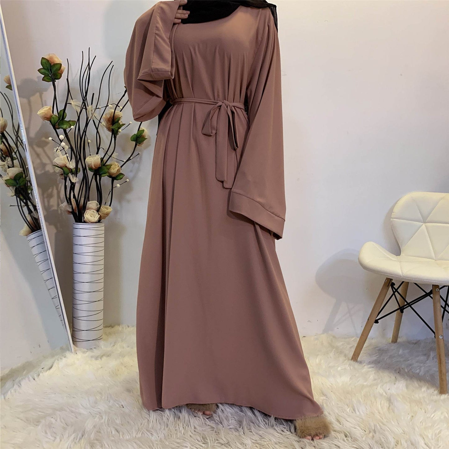 White large-size lace-up dress - Price Value Store