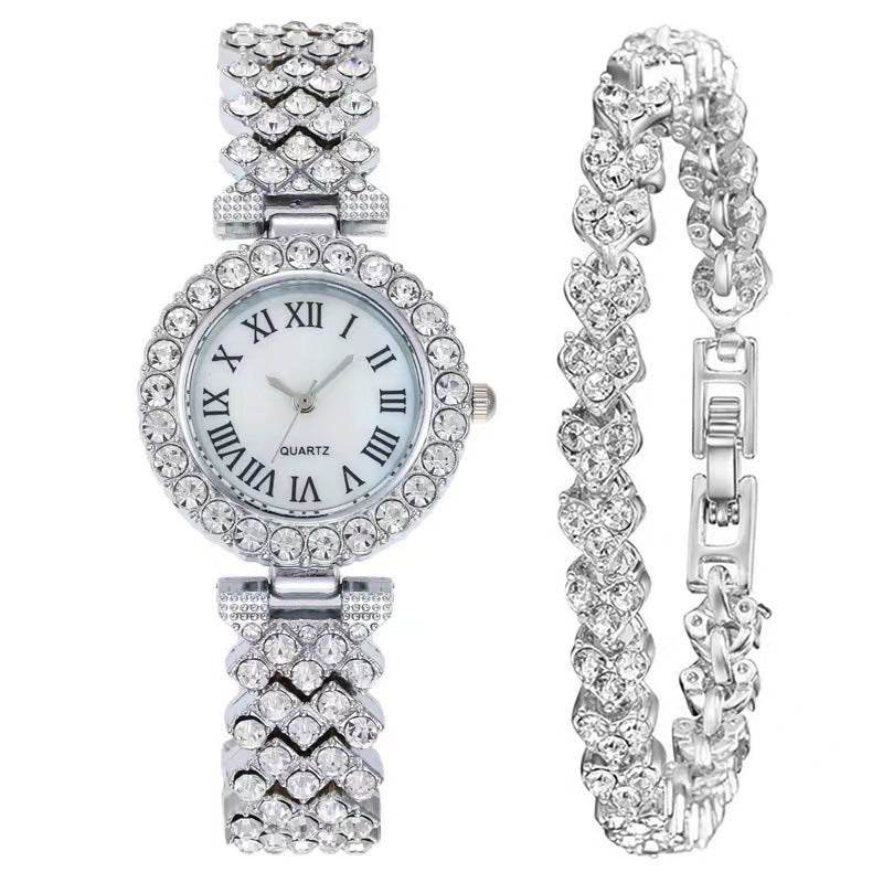 Elegant Starry Quartz Women's Watch with Matching Bracelet (Silver/Gold/Rose Gold) - Price Value Store