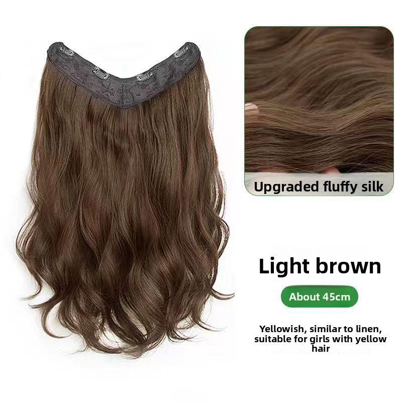 Women's V-Shaped Long Curly Invisible Hair Extension Patch