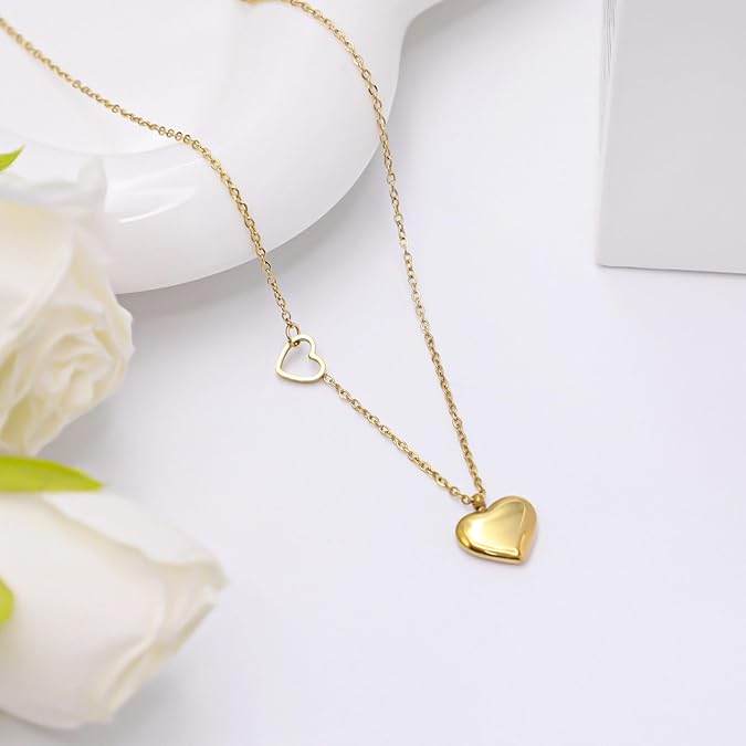 Women's Necklace Full Diamond Delicate Necklace Rose Gold Plated Heart Pendant Necklace with White Zircon Elegant Women's Jewelry Gifts for Anniversaries and Valentine's Day - Price Value Store