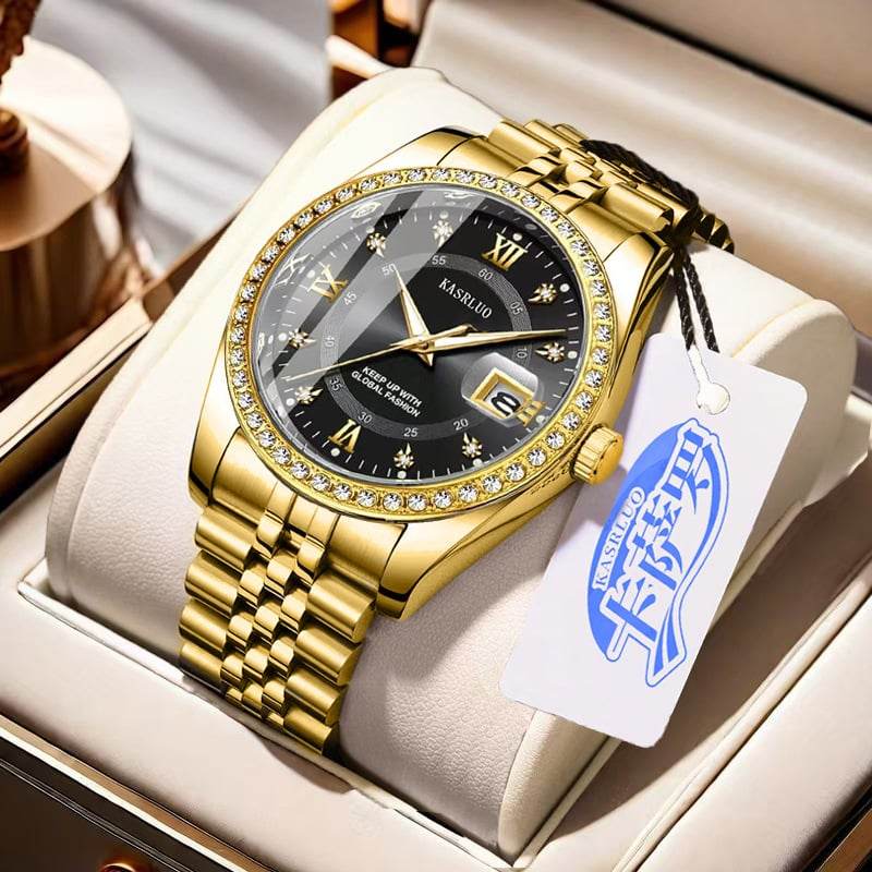 2025 New Roman Numerals Diamond Calendar Steel Band Watch Luminous Waterproof High Color Value Watch Cross-border Hot Sale - Price Value Store