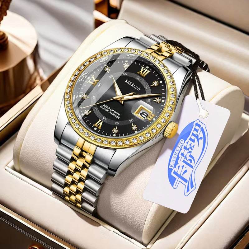 2025 New Roman Numerals Diamond Calendar Steel Band Watch Luminous Waterproof High Color Value Watch Cross-border Hot Sale - Price Value Store