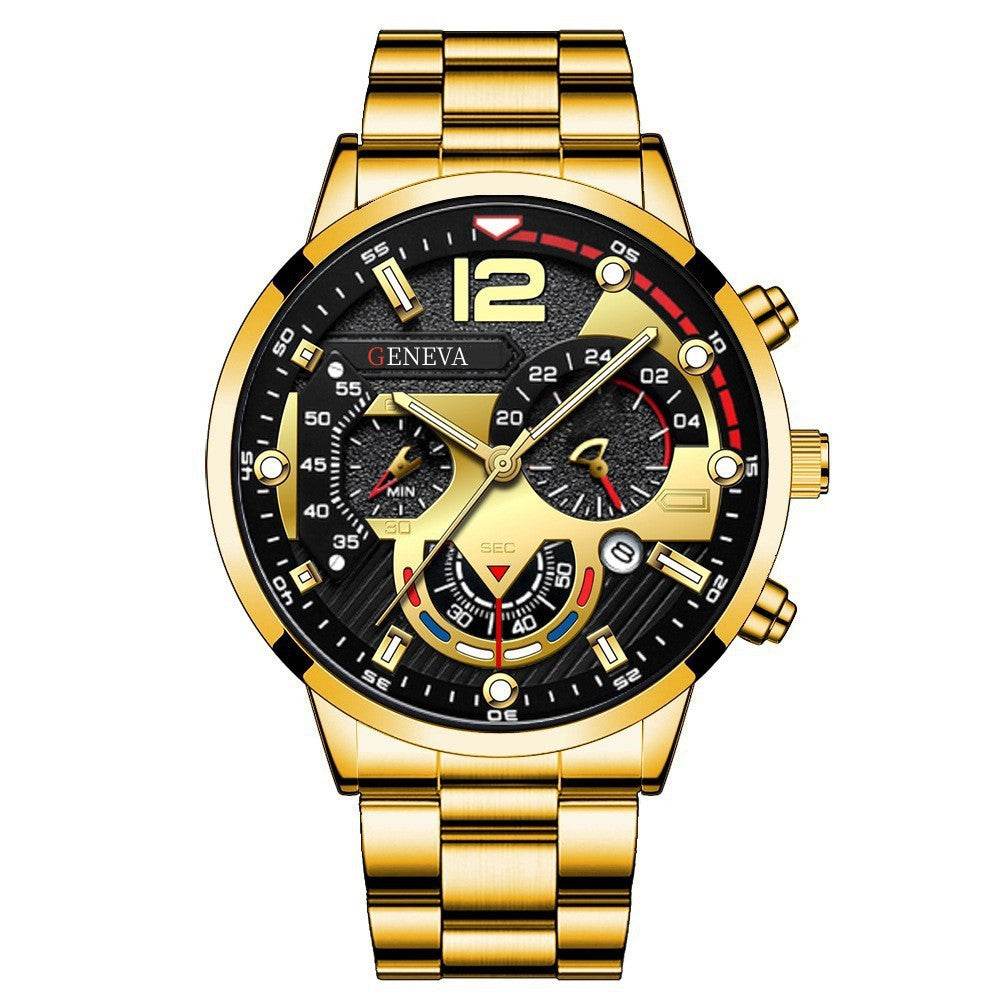 Men's Fashion Stainless Steel Band Quartz Watch with Calendar - Price Value Store