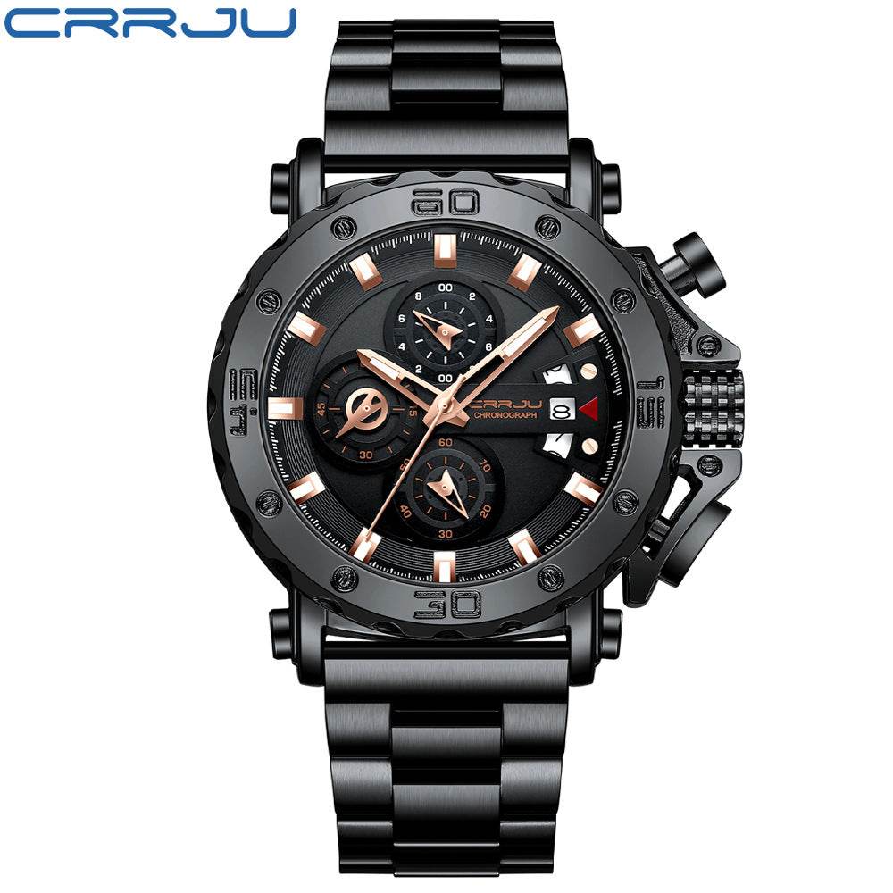 Men's Stainless Steel Quartz Watch with Oversized Dial - Price Value Store