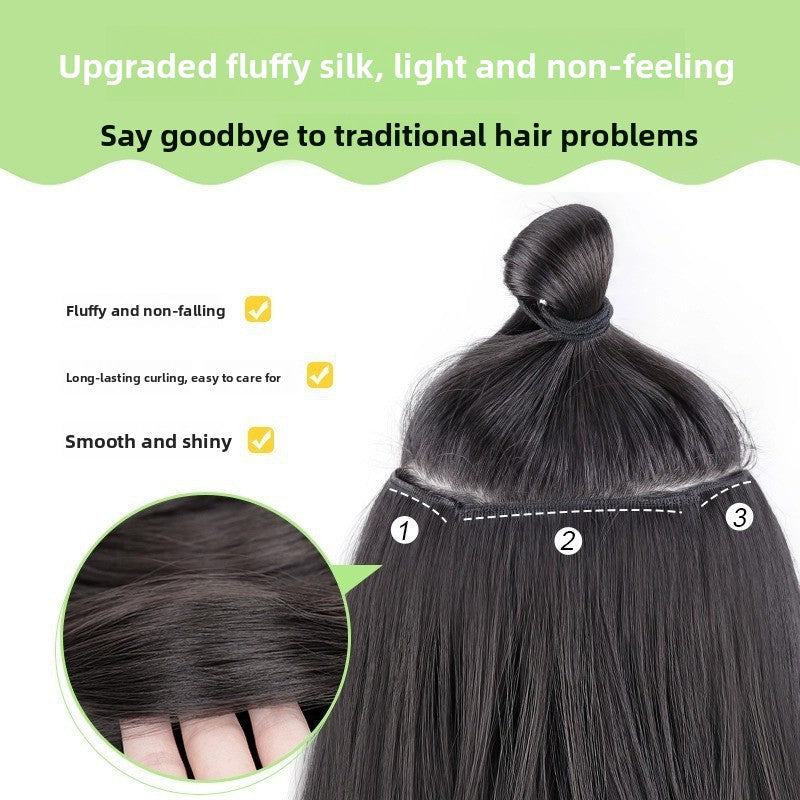 Three-Piece Seamless Fluffy Synthetic Hair Wig