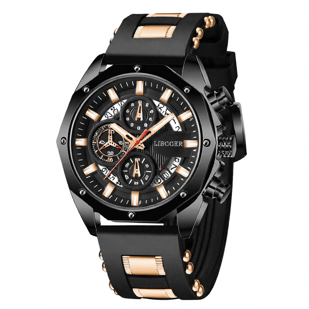 Quartz Men's Watch with Silicone Strap and Automatic Calendar - Price Value Store