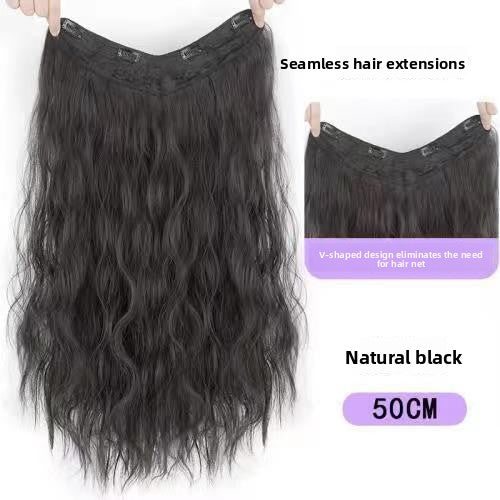 Women's V-Shaped Long Curly Invisible Hair Extension Patch