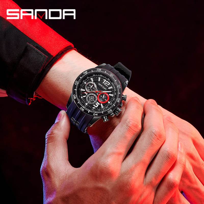 Men's Fashion Three-Eye Six-Pin Waterproof Quartz Watch - Price Value Store