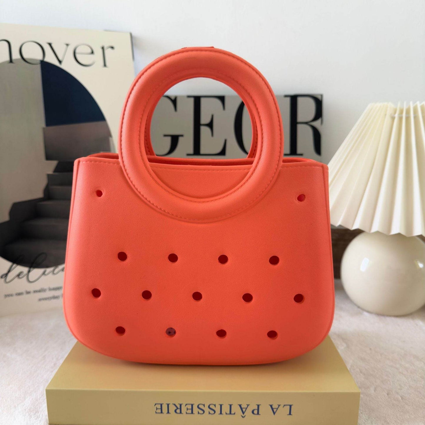 Mini EVA Beach Square Shell Handbag with DIY Hole Pattern - Price Value Store