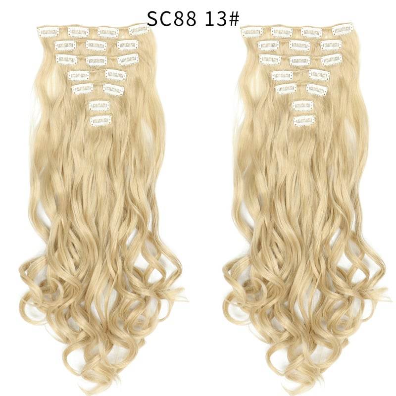 Seven Piece Wig Piece 16 Card Women Chemical Fibre High Temperature Silk Wig Long Curly Hair - Price Value Store