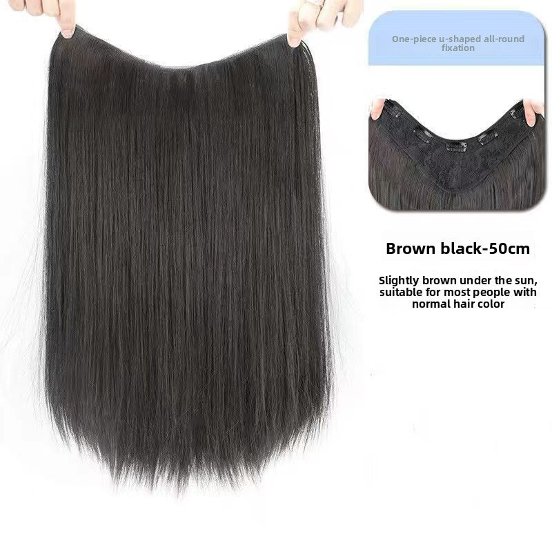 Women's V-Shaped Long Curly Invisible Hair Extension Patch