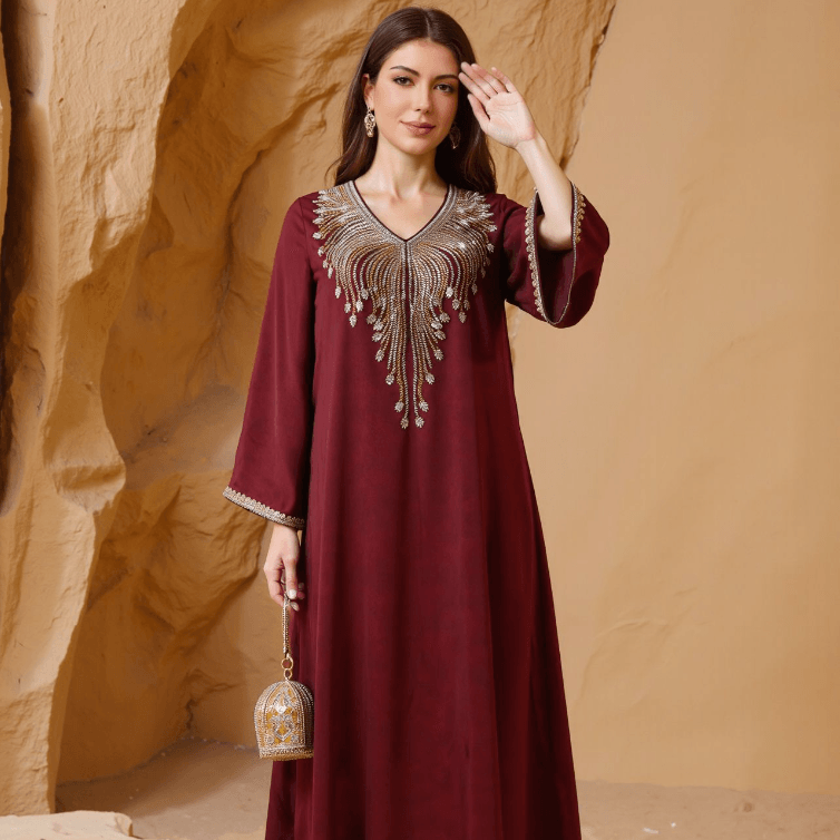 Embroidered Beaded Dubai Women's Dress - Price Value Store