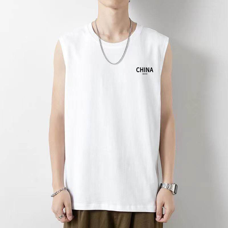 White vest men's spring youth basic loose Hong Kong style sleeveless T-shirt plus size casual bottoming shirt - Price Value Store
