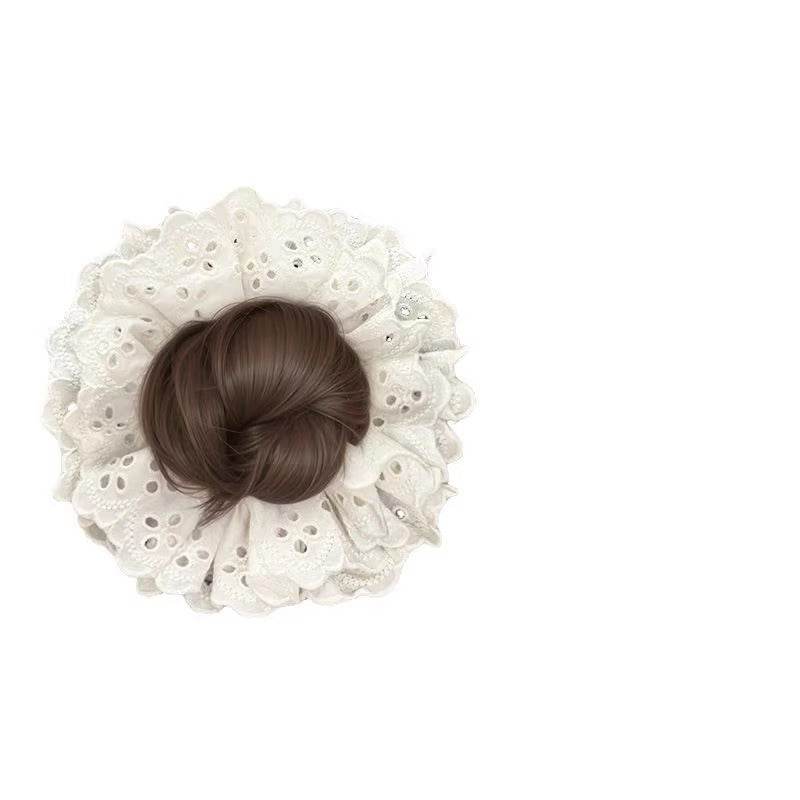 Lace-trimmed bun hair loop wig - Price Value Store