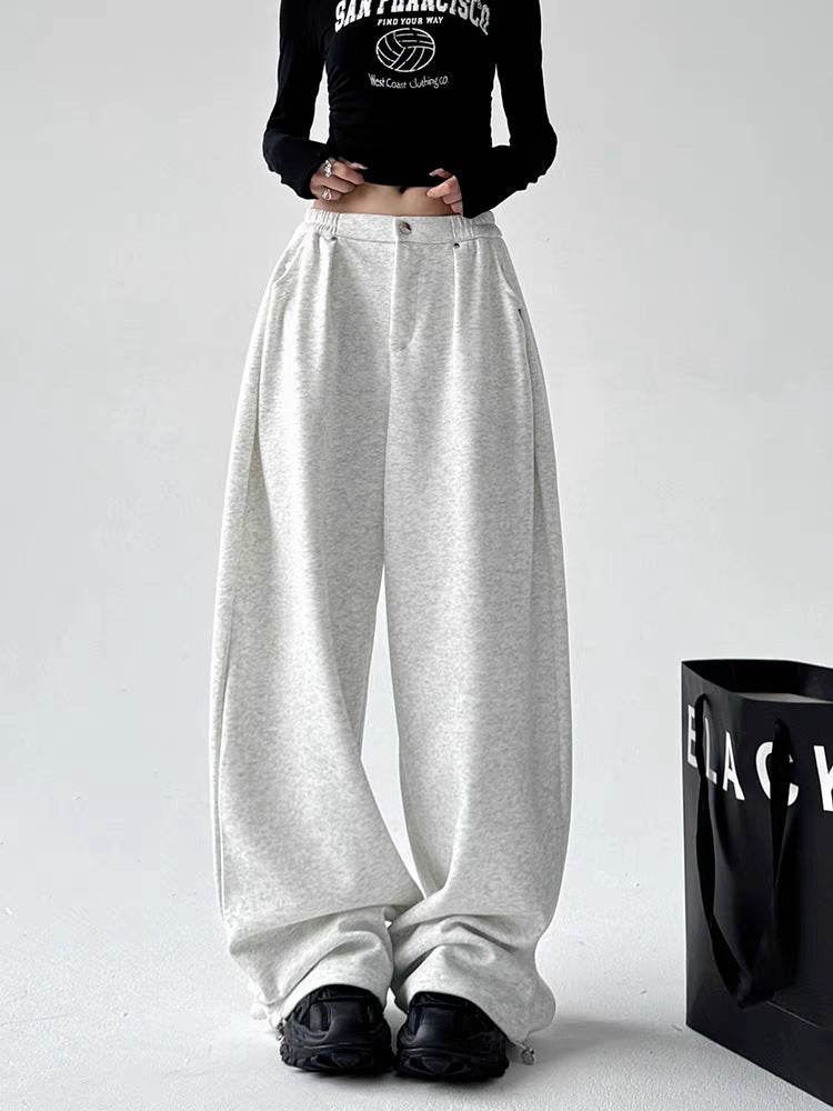 Women's Leather-Patched Casual Wide Leg Pants - Price Value Store