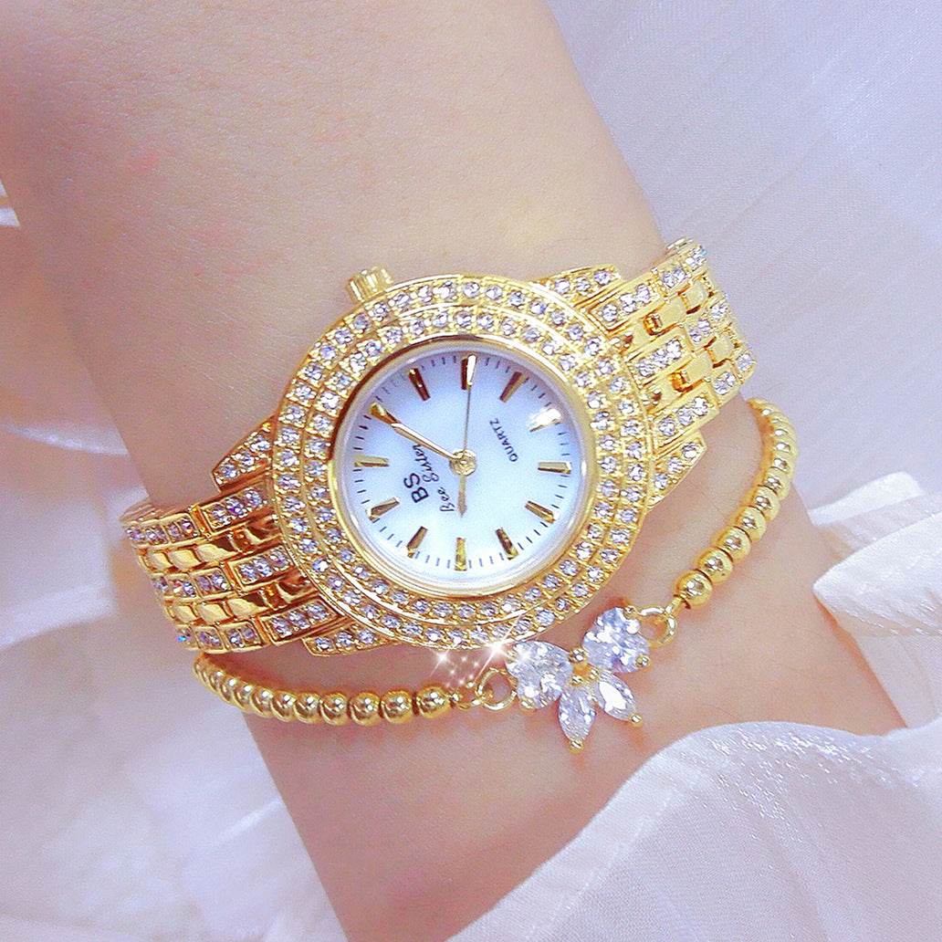 Luxury Diamond Women's Watch with Mother-of-Pearl Dial - Price Value Store