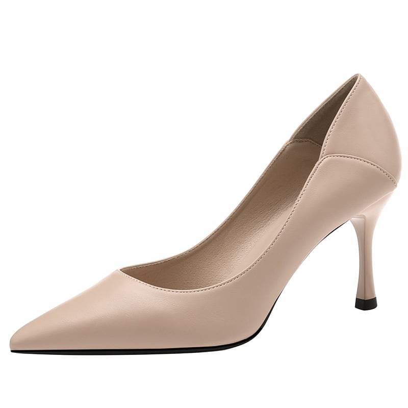 Women's slender and pointed-toe French-style large-sized low-heeled slip-on shoes - Price Value Store