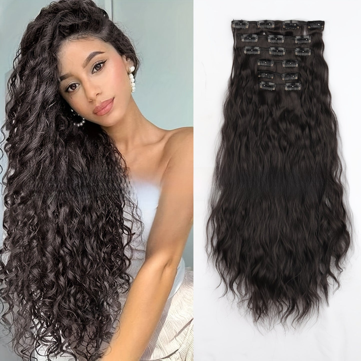 Small roll clip hair extension wig