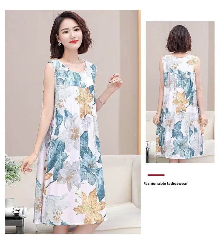 Women's Summer Sleeveless Cotton Silk Nightgown - Price Value Store
