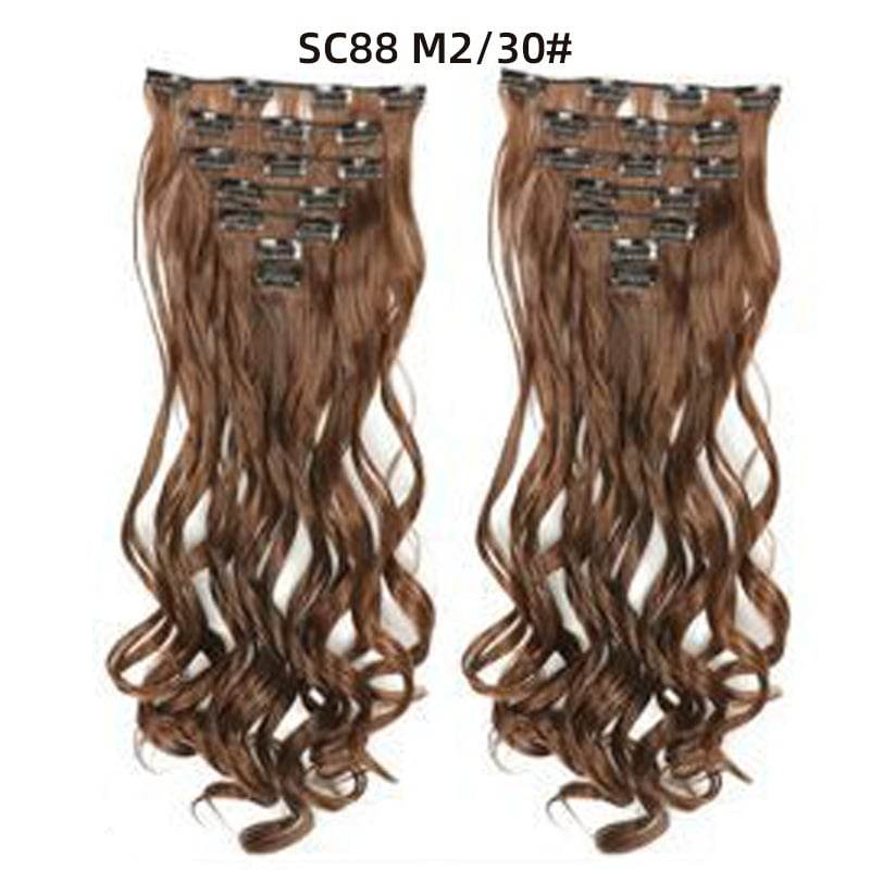 Seven Piece Wig Piece 16 Card Women Chemical Fibre High Temperature Silk Wig Long Curly Hair - Price Value Store