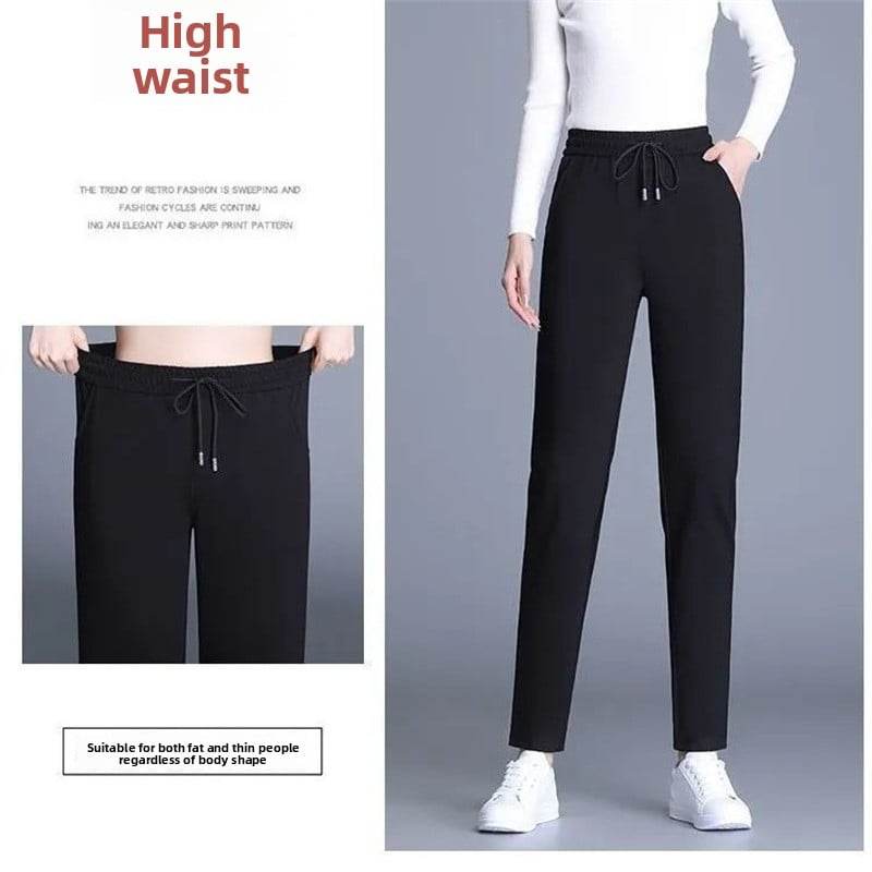 Women's High-Waisted Cotton Straight Casual Pants ? Summer Thin Elastic Trousers - Price Value Store
