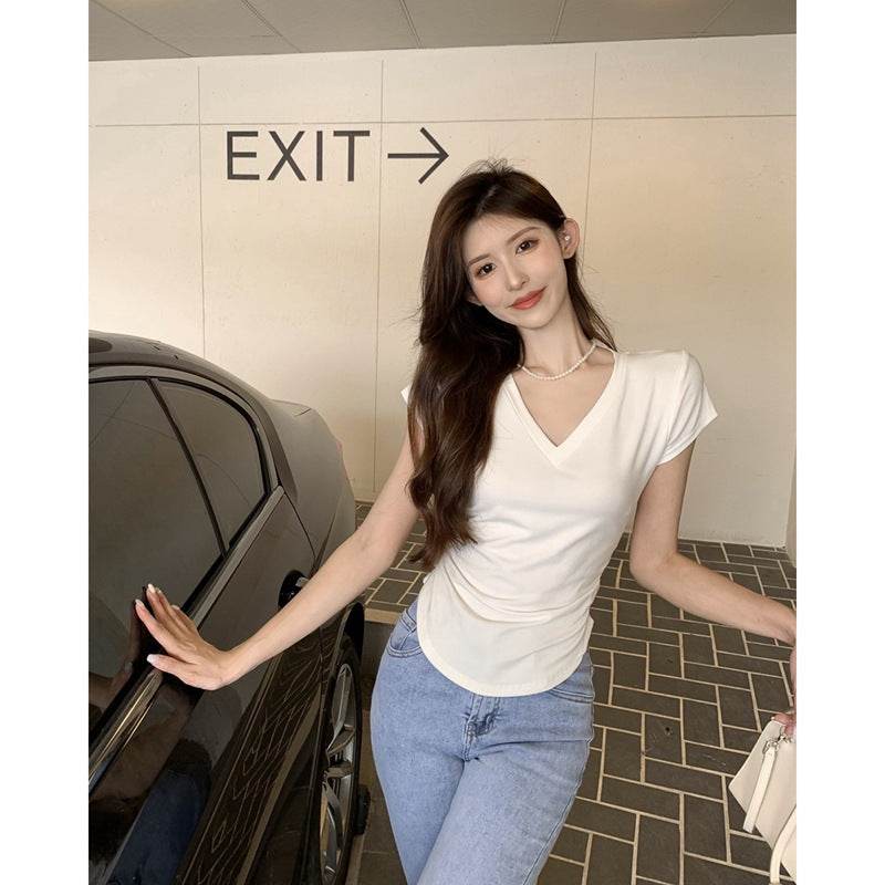 V-neck short-sleeved T-shirt - Price Value Store