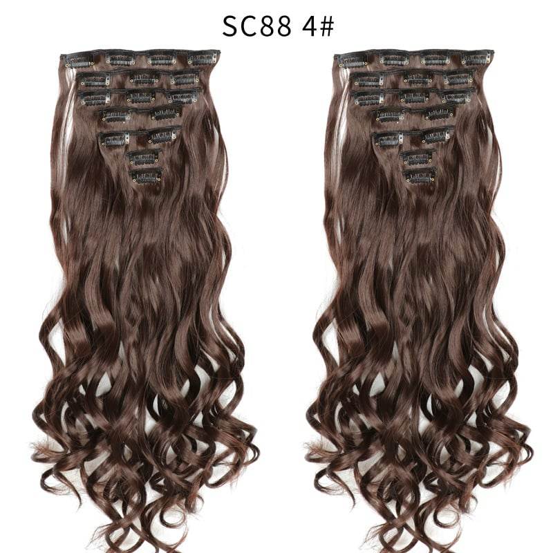 Seven Piece Wig Piece 16 Card Women Chemical Fibre High Temperature Silk Wig Long Curly Hair - Price Value Store