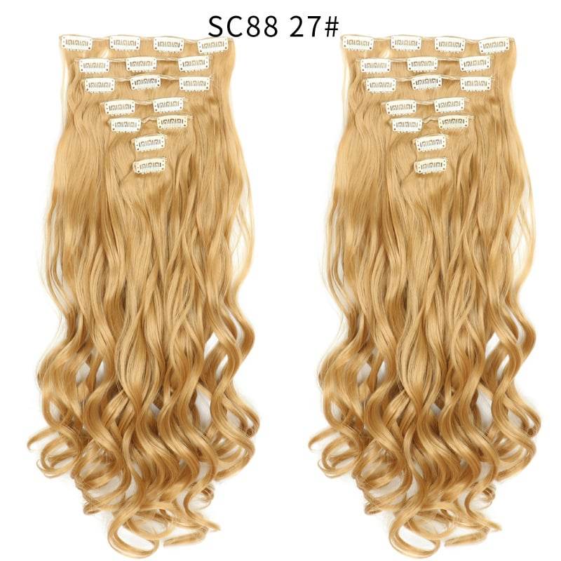 Seven Piece Wig Piece 16 Card Women Chemical Fibre High Temperature Silk Wig Long Curly Hair - Price Value Store