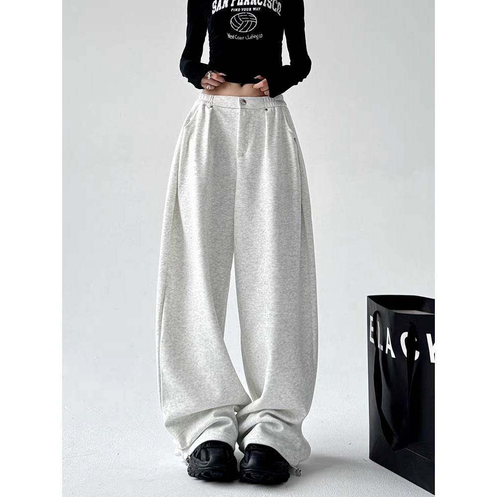 Women's Leather-Patched Casual Wide Leg Pants - Price Value Store