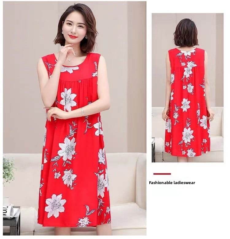 Women's Summer Sleeveless Cotton Silk Nightgown - Price Value Store