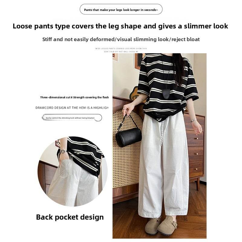 Women's High Waist Slim-fit Cropped Wide Leg Casual Pants - Price Value Store