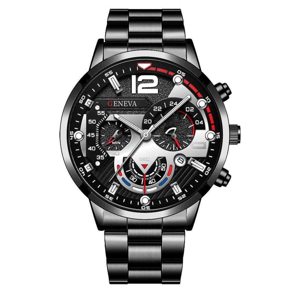 Men's Fashion Stainless Steel Band Quartz Watch with Calendar - Price Value Store