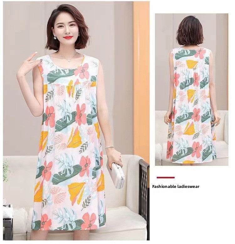Women's Summer Sleeveless Cotton Silk Nightgown - Price Value Store