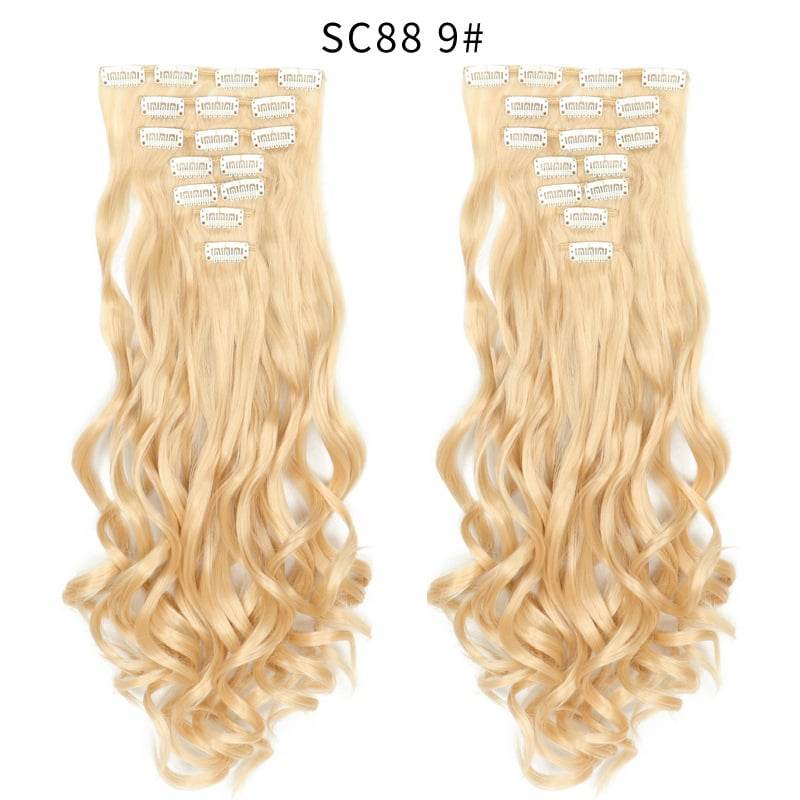 Seven Piece Wig Piece 16 Card Women Chemical Fibre High Temperature Silk Wig Long Curly Hair - Price Value Store