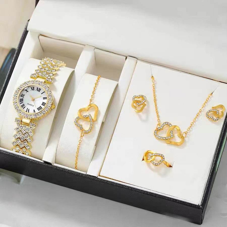 Elegant Starry Quartz Women's Watch with Matching Bracelet (Silver/Gold/Rose Gold) - Price Value Store
