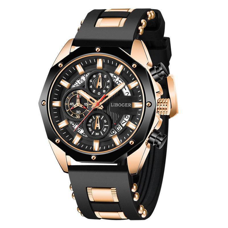 Quartz Men's Watch with Silicone Strap and Automatic Calendar - Price Value Store