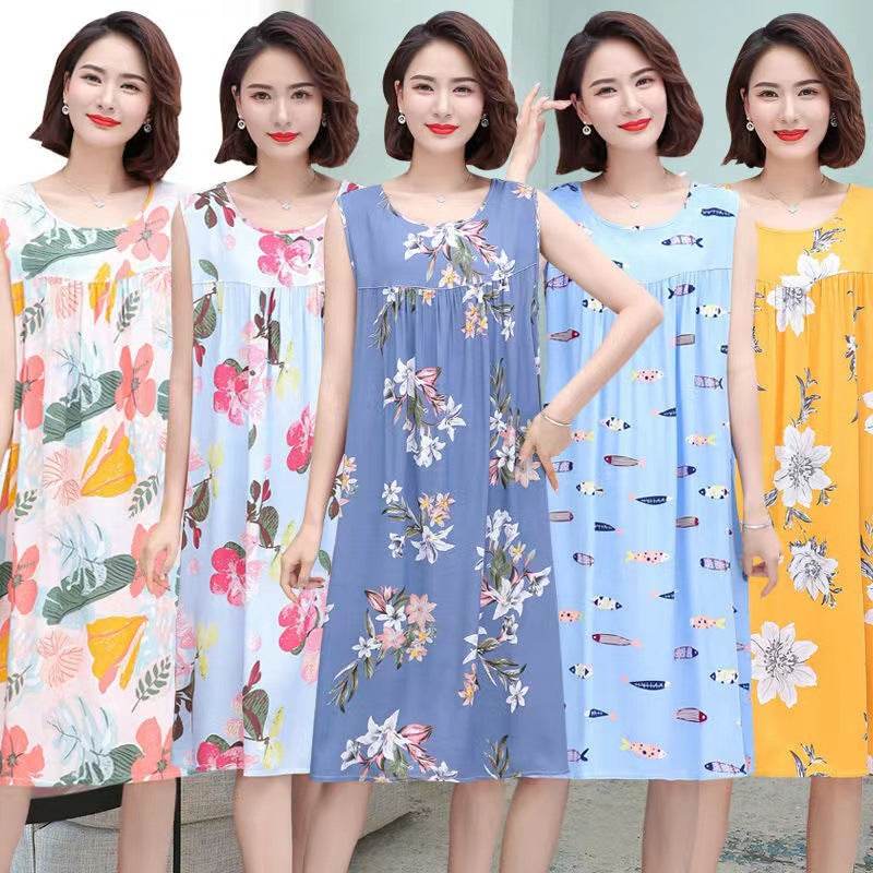 Women's Summer Sleeveless Cotton Silk Nightgown - Price Value Store