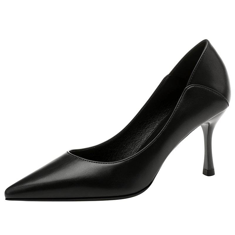 Women's slender and pointed-toe French-style large-sized low-heeled slip-on shoes - Price Value Store