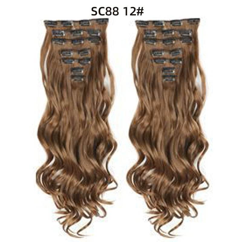Seven Piece Wig Piece 16 Card Women Chemical Fibre High Temperature Silk Wig Long Curly Hair - Price Value Store
