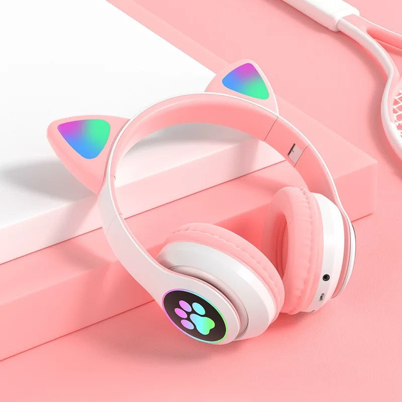 Cat Ear Bluetooth Headset with Luminous Foldable Design