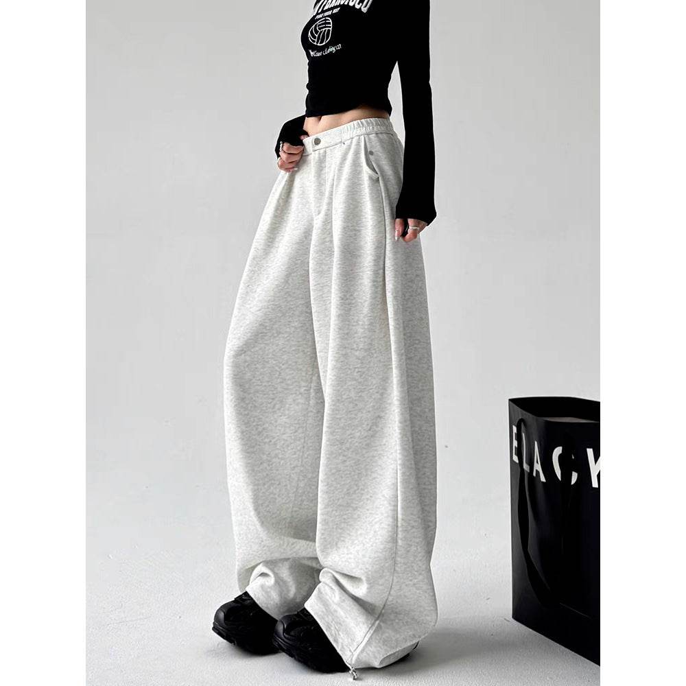 Women's Leather-Patched Casual Wide Leg Pants - Price Value Store