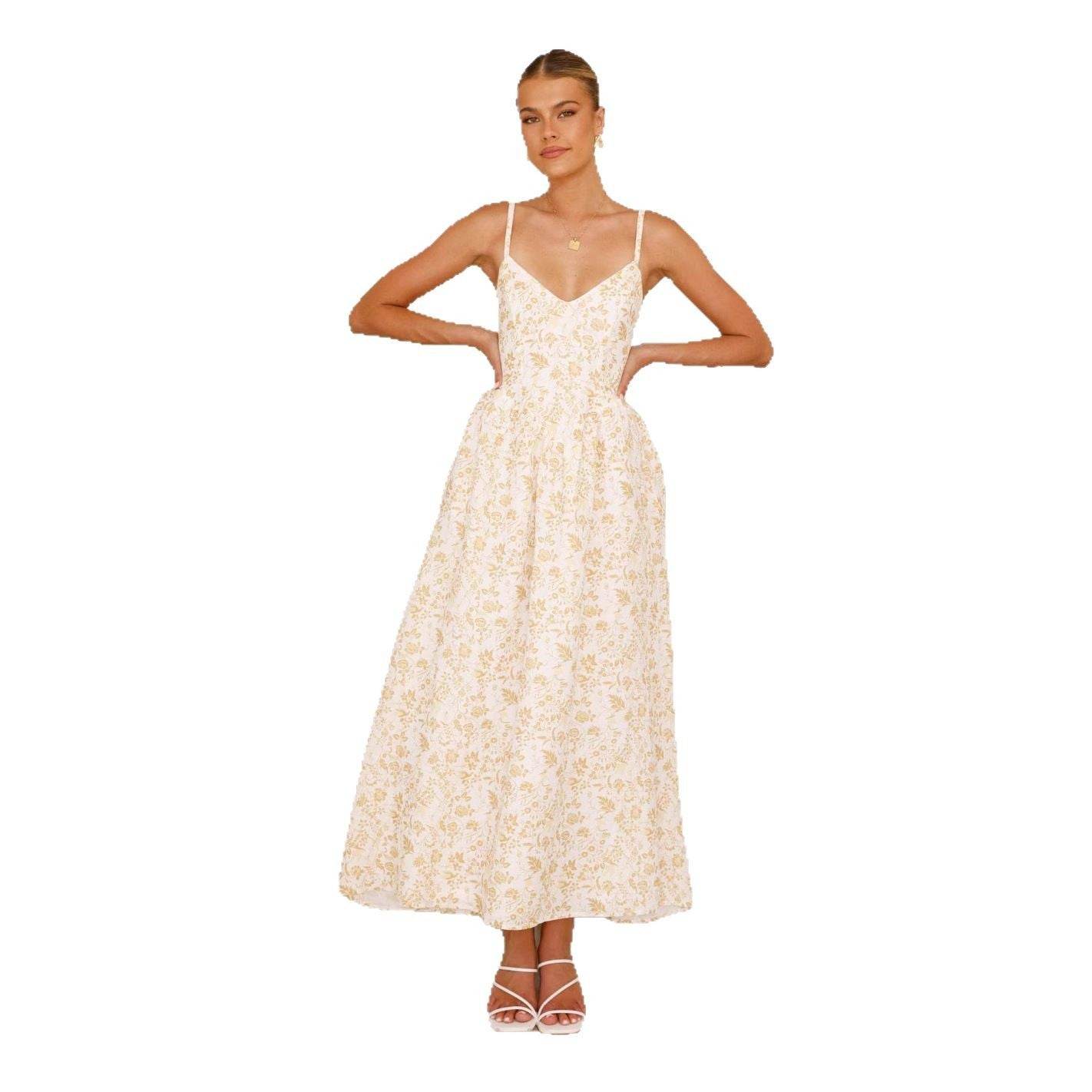 V-necked strapless long dress - Price Value Store