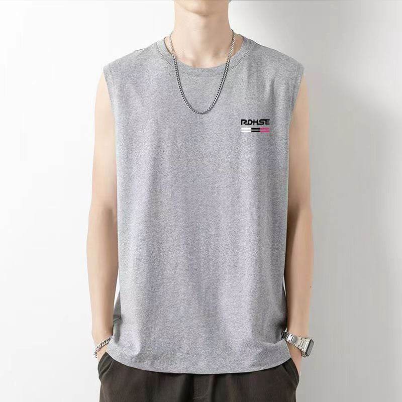 White vest men's spring youth basic loose Hong Kong style sleeveless T-shirt plus size casual bottoming shirt - Price Value Store