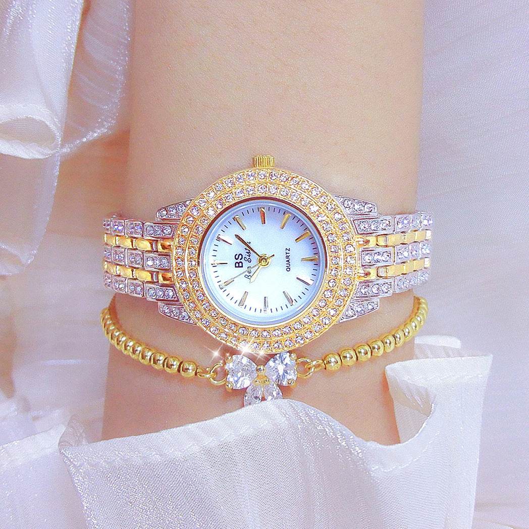 Luxury Diamond Women's Watch with Mother-of-Pearl Dial - Price Value Store