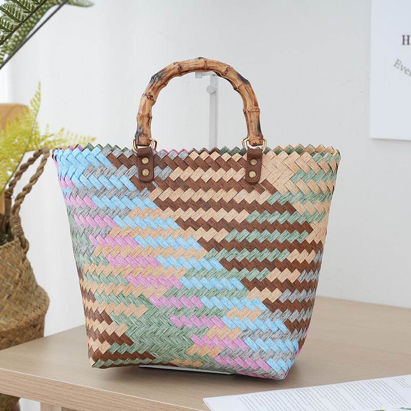 Handmade Bamboo Tote Bag Vacation - Price Value Store