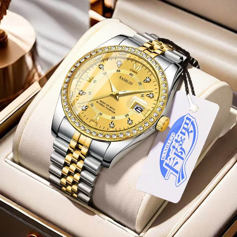 2025 New Roman Numerals Diamond Calendar Steel Band Watch Luminous Waterproof High Color Value Watch Cross-border Hot Sale - Price Value Store