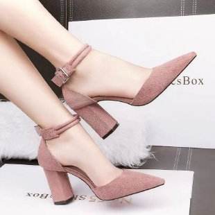 Women's Pointed Toe Chunky Heel Ankle Strap Sandal - Price Value Store