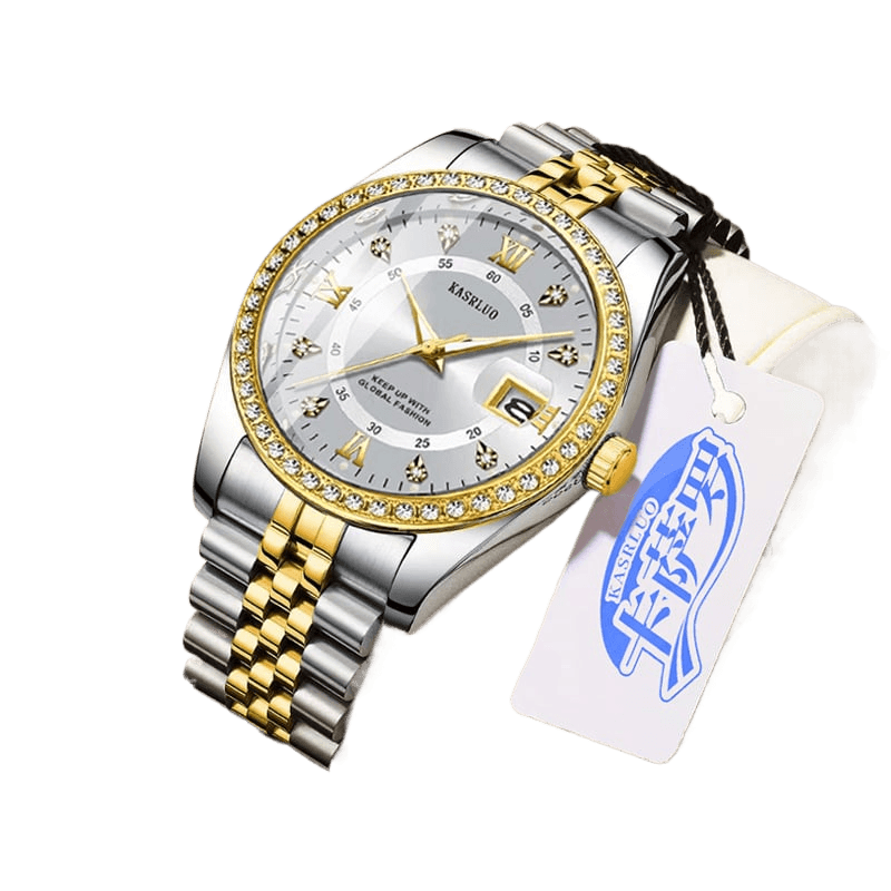 2025 New Roman Numerals Diamond Calendar Steel Band Watch Luminous Waterproof High Color Value Watch Cross-border Hot Sale - Price Value Store
